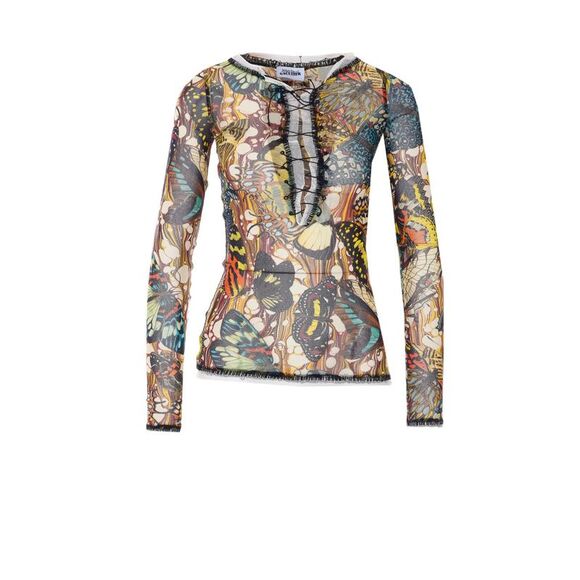 JEAN PAUL GAULTIER Sweaters - Jean Paul Gaultier Women Papillon Printed Long Sleeves Top